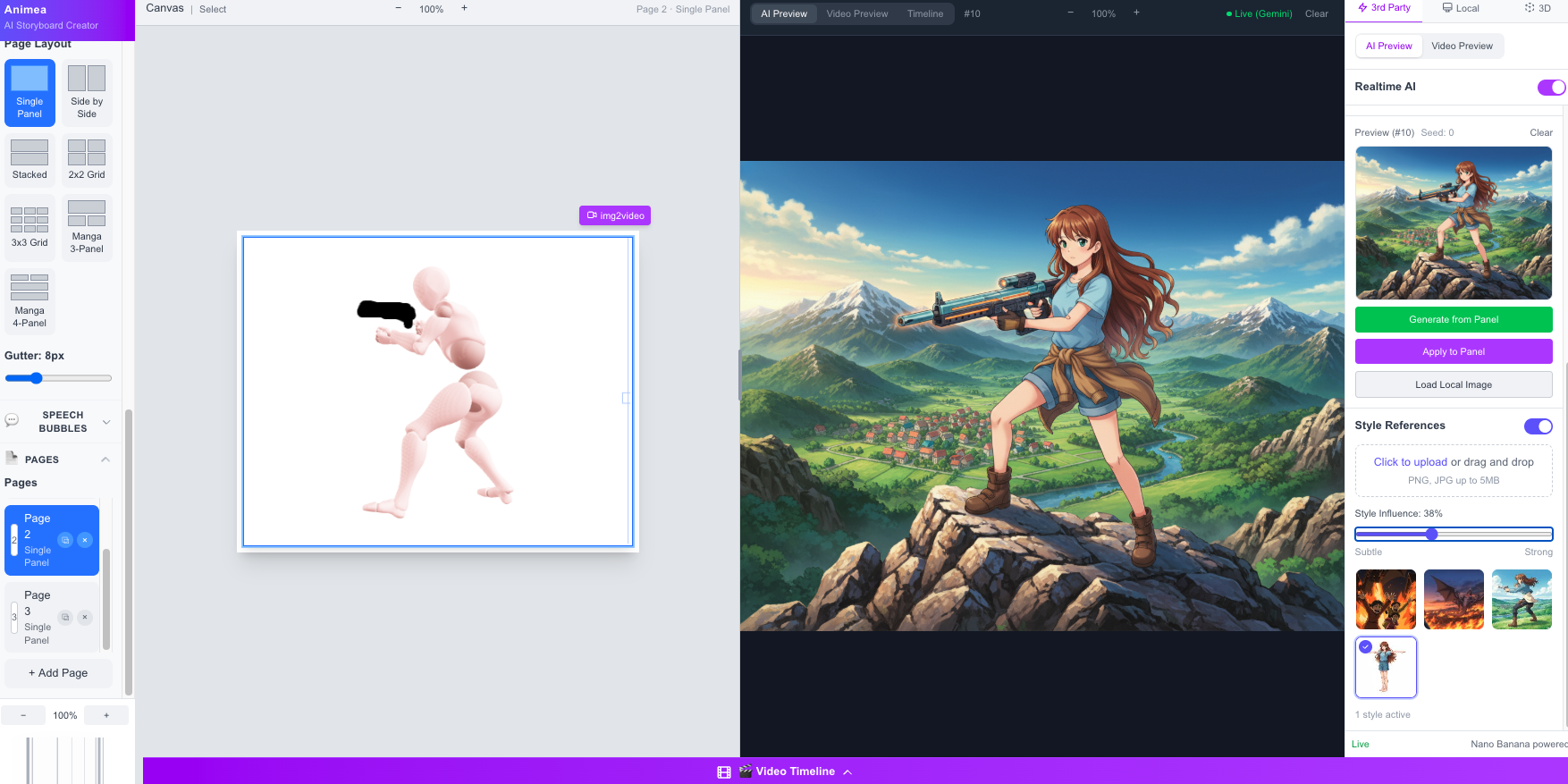 Animea AI art style transformation with multiple previews